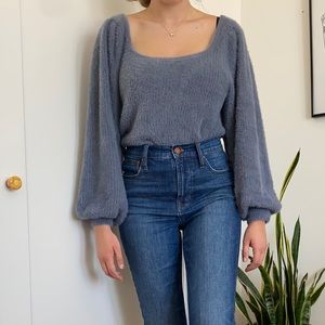 Abercrombie eyelash squareneck sweater